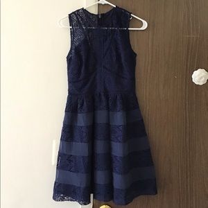 ADELYN RAE Navy Fit & Flare Lace Dress